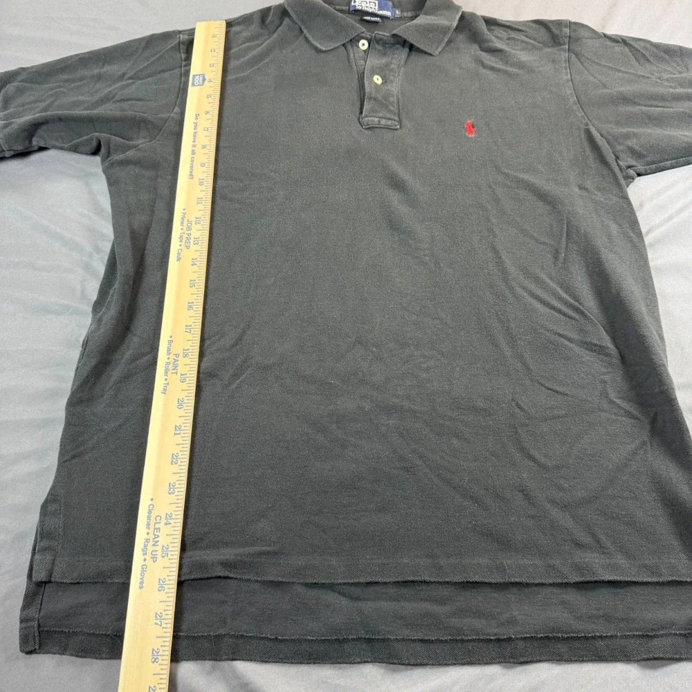 Polo Ralph Lauren Mens Large Black Short Sleeve Pony Logo Polo Shirt Made in USA